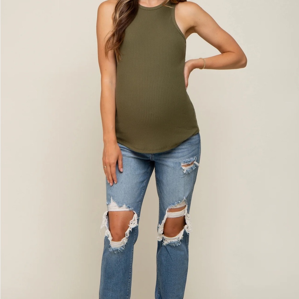 Distressed Cropped Maternity Jeans